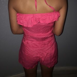 SALMON HALTER NECK HALTER TOP ROMPER